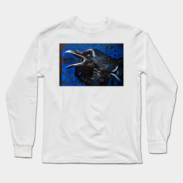 Crow Graffiti Street Art Camden Town London Long Sleeve T-Shirt by AndyEvansPhotos